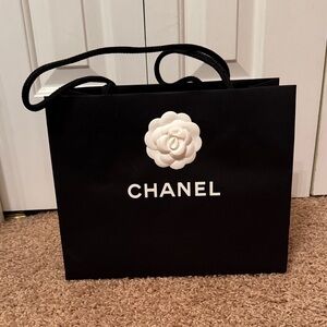 Chanel Black Bag with White Camellia
